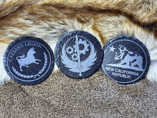 Laser-Engraved Slate Coaster | Wasteland Faction & Vintage Soda Designs | Choose Your Design