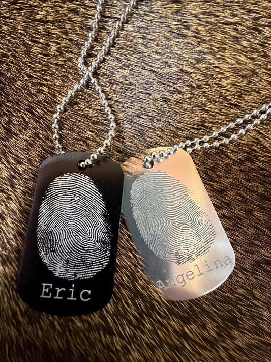 Custom Fingerprint Dog Tag Necklace – Personalized Valentine’s Day Keepsake