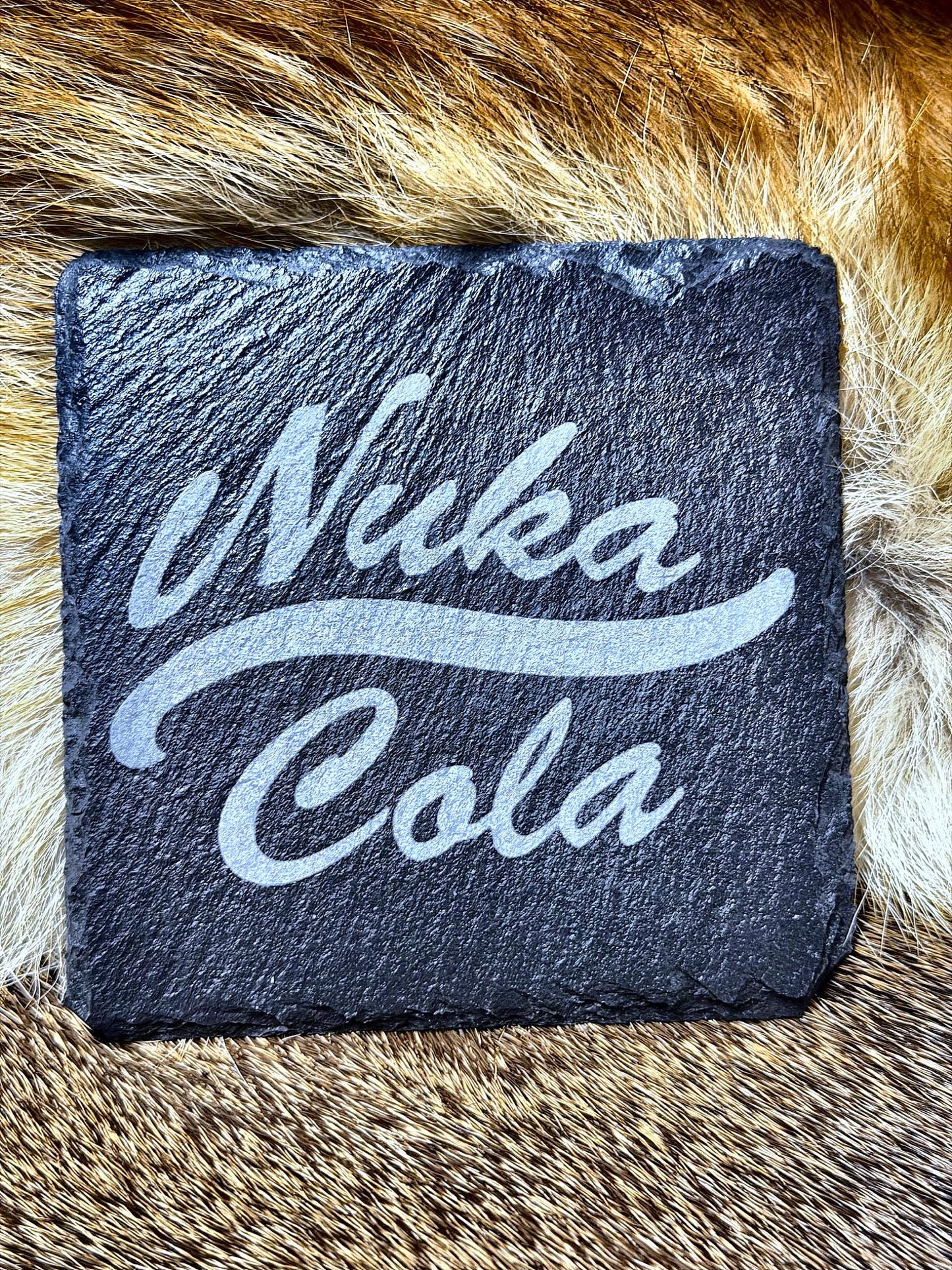 Laser-Engraved Slate Coaster | Wasteland Faction & Vintage Soda Designs | Choose Your Design