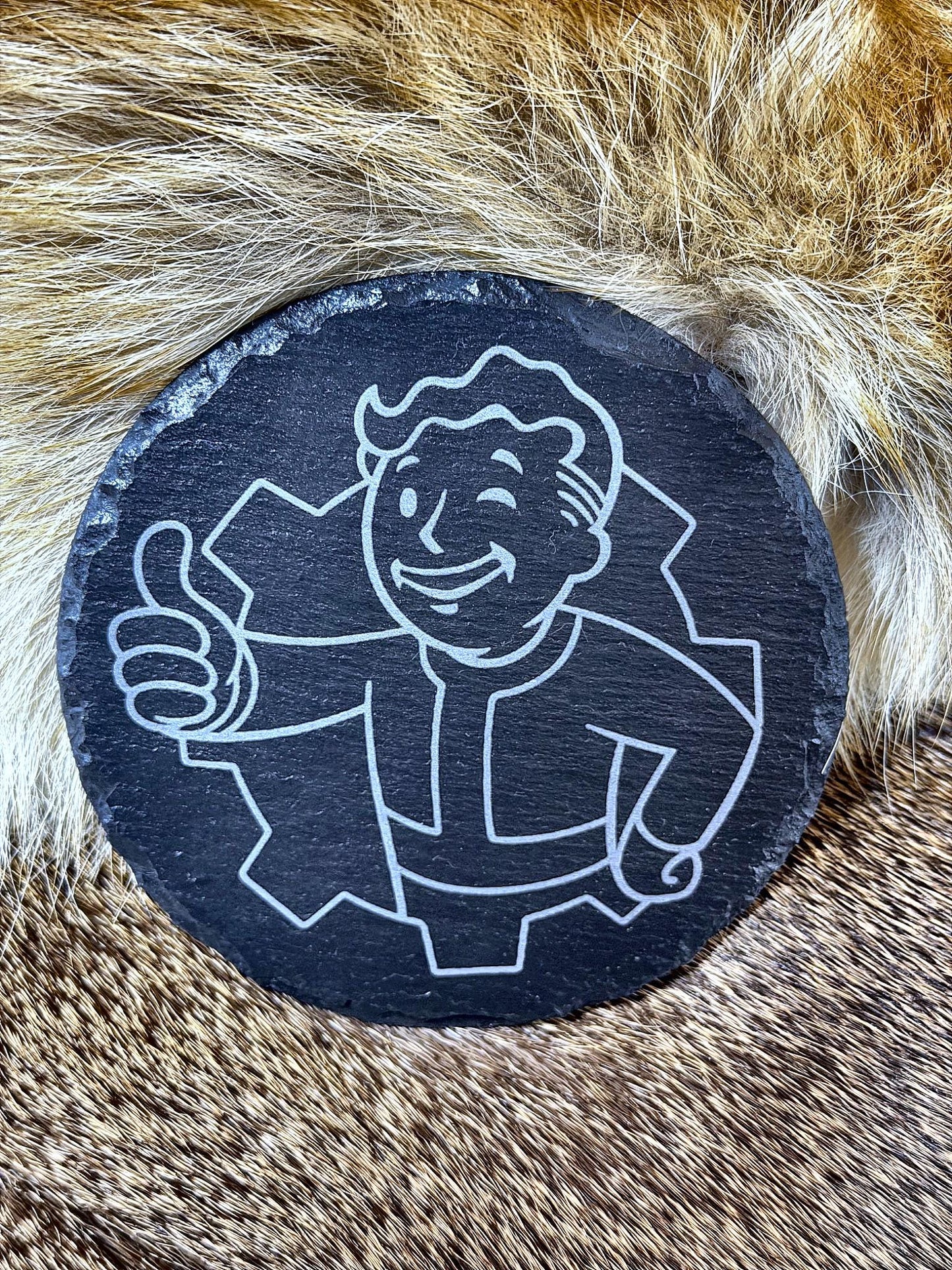 Laser-Engraved Slate Coaster | Wasteland Faction & Vintage Soda Designs | Choose Your Design
