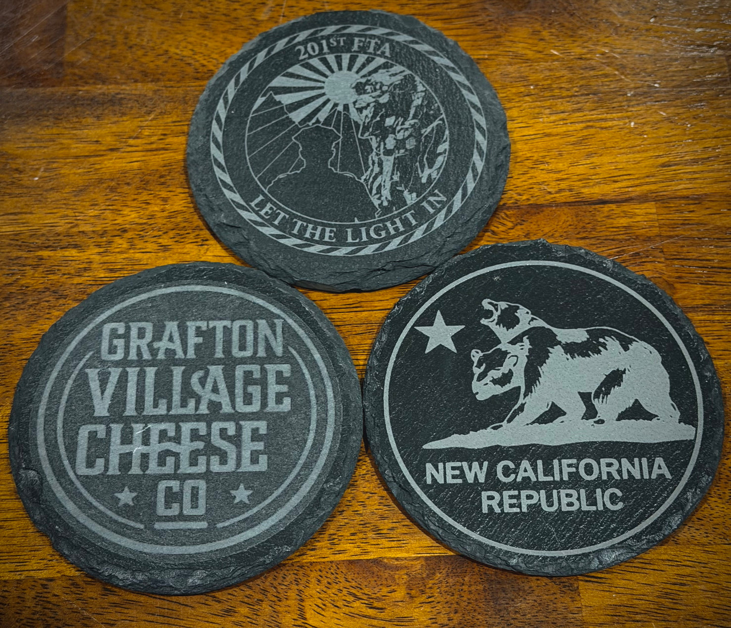 Custom Laser Engraved Slate Coaster – 4x4 Square or Round