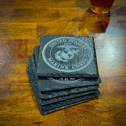 Custom Laser Engraved Slate Coaster – 4x4 Square or Round