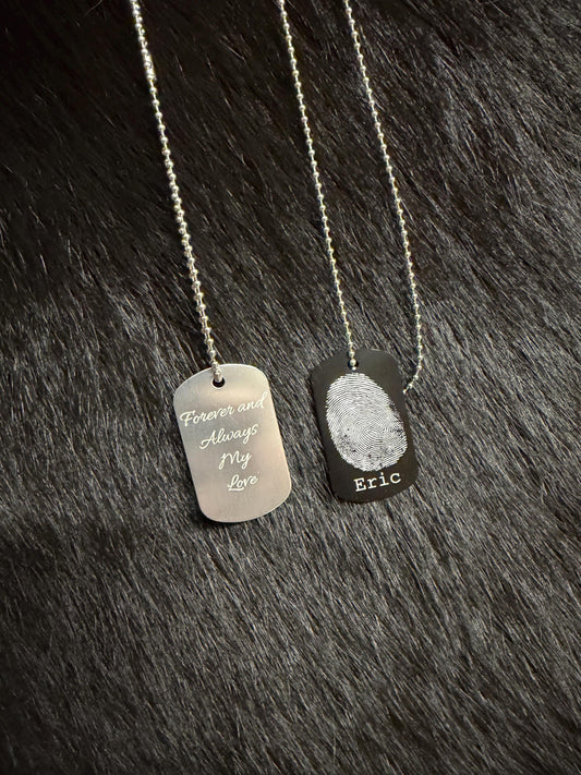 Custom Fingerprint Dog Tag Necklace – Personalized Valentine’s Day Keepsake